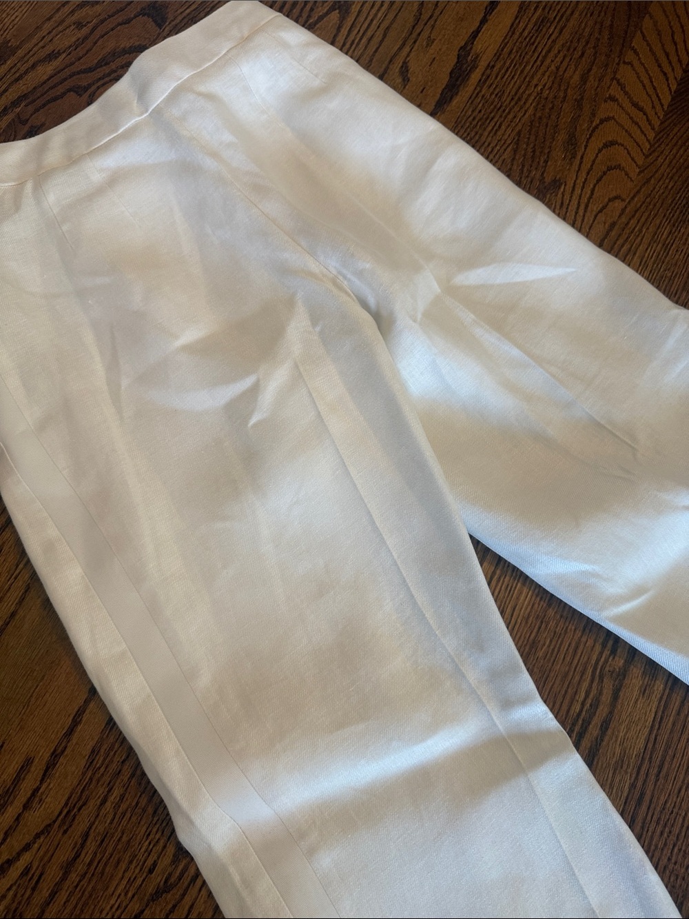 Women's white Tuxedo Wide-Leg Linen Pants - Picture 9 of 11